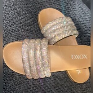 Xoxo Crystal-Embellished Slide Sandals size 8.5